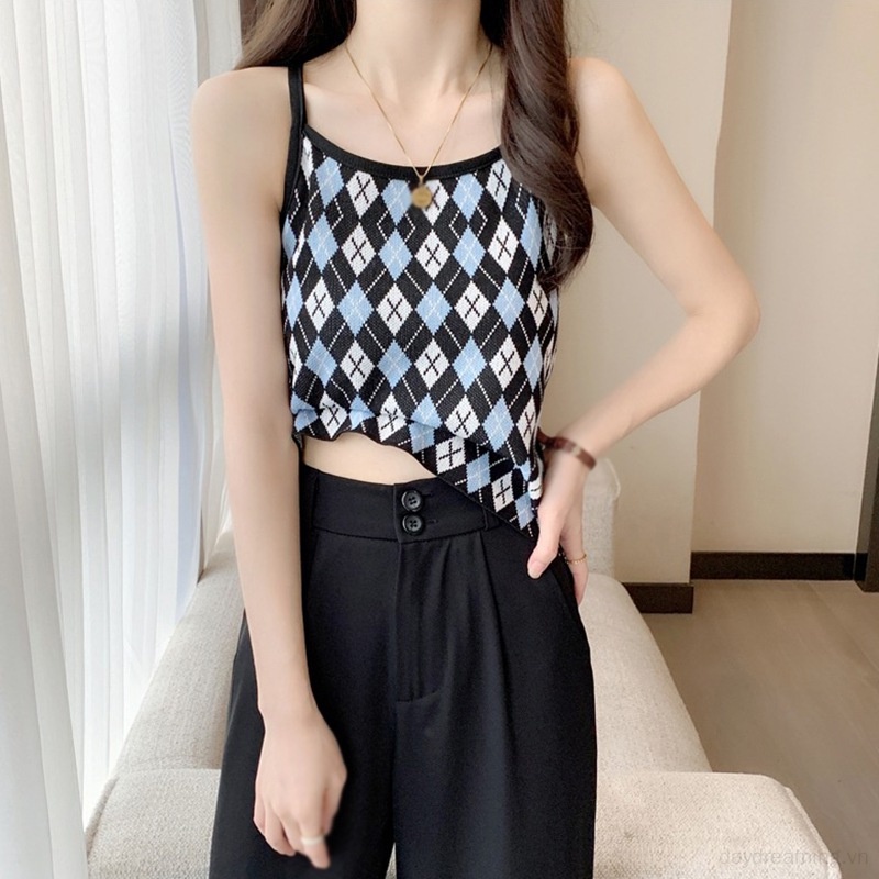 Áo Dệt Kim Không Tay Phong Cách Hàn Quốc Thoáng Khí Cho Nữ