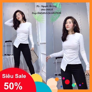 Áo thun nữ dúm eo xẻ gấu A40 ( hình thật)