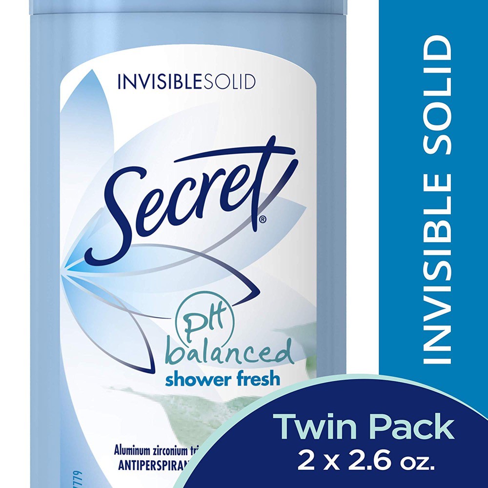 Lăn khử mùi sáp Secret PH Balanced Shower Fresh Invisible Solid 73g, lăn dạng sáp chính hãng Mỹ dành cho nữ