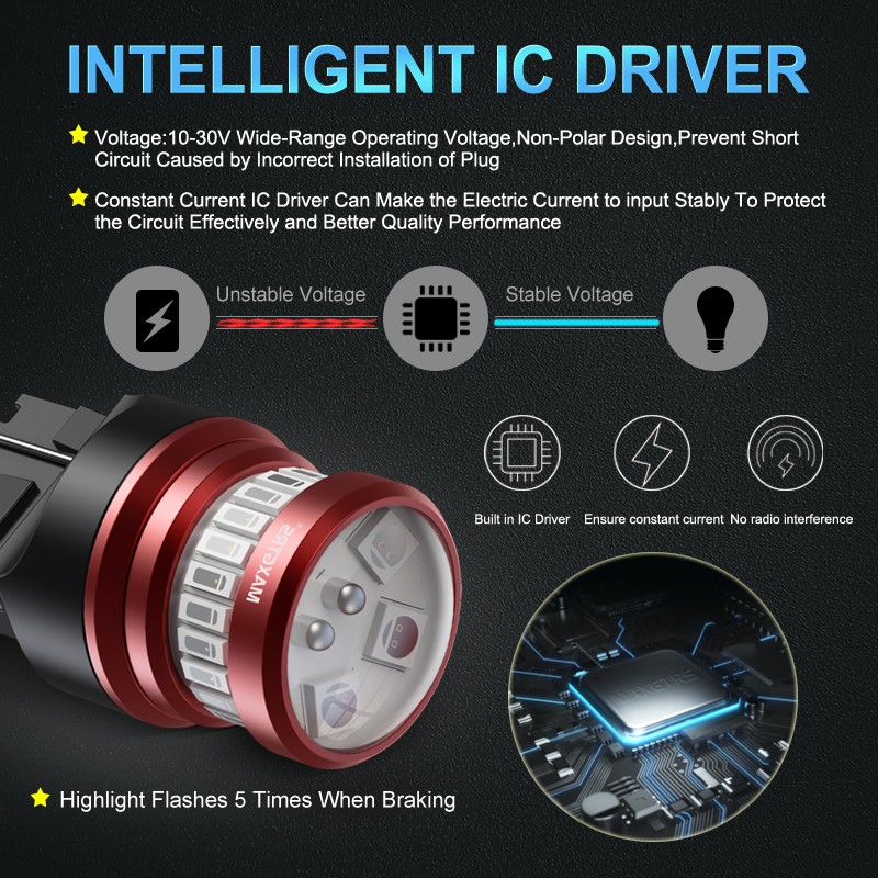 Set 2 Đèn LED Nhấp Nháy MAXGTRS BAY15D 1157 P21/5W 7443 3157 Gắn Xe Hơi Chuyên Dụng