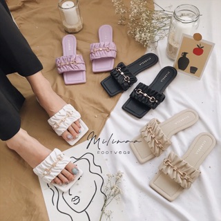Dép bệt nữ bản ngang dún tag vàng hoa
