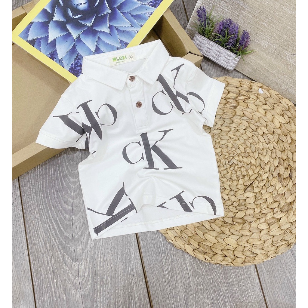 Áo thun cổ trụ cho bé trai phối đồ phong cách mặc tết đẹp size 8-35kg chất thun cotton 4 chiều mịn đẹp