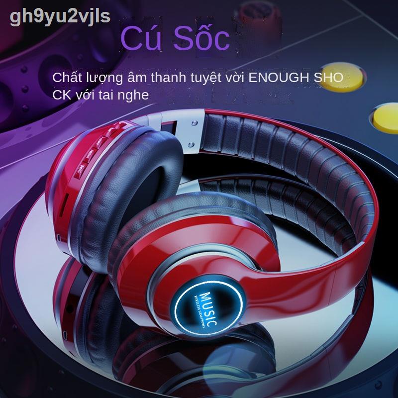 ♀☏5.0 dạ quang tai nghe bluetooth không dây đeo đầu thẻ bass nặng vivo Huawei Apple điện thoại di động