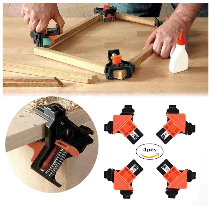 Bộ 4 cảo kẹp gỗ nhanh đa năng vam kẹp 90-60-120 độ kẹp góc vuông góc chữ T phiên bản mới
