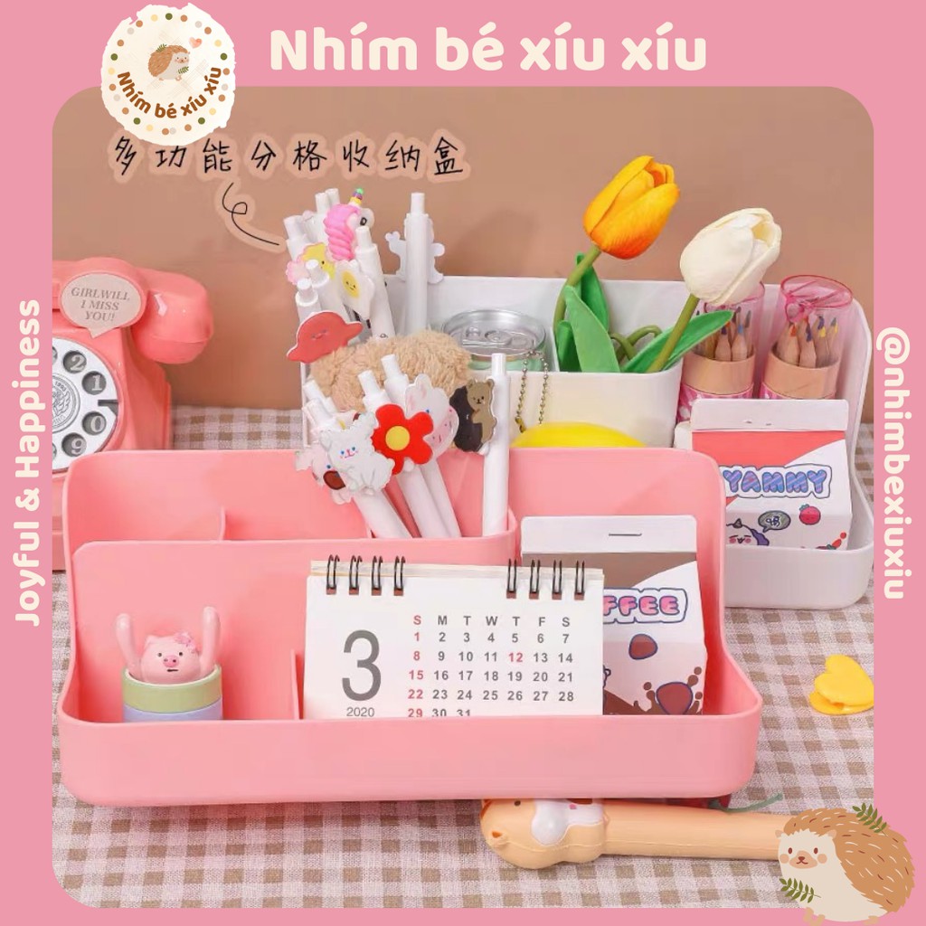 Kệ đựng đồ trang điểm decor góc học tập, bàn làm việc siêu xinh