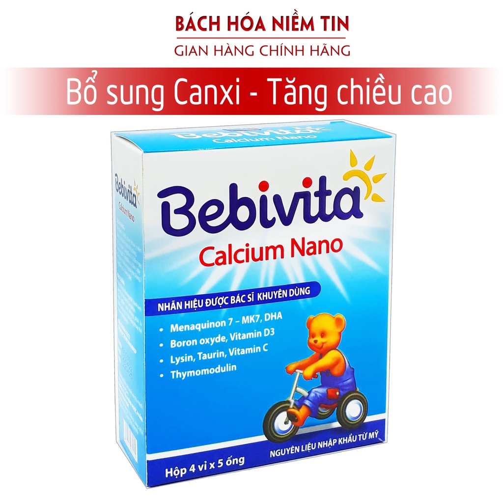 Siro bổ sung canxi cho bé Bebivita Calcium Nano - vitamin D3, K2, DHA giúp phát triển chiều cao, giảm còi xương