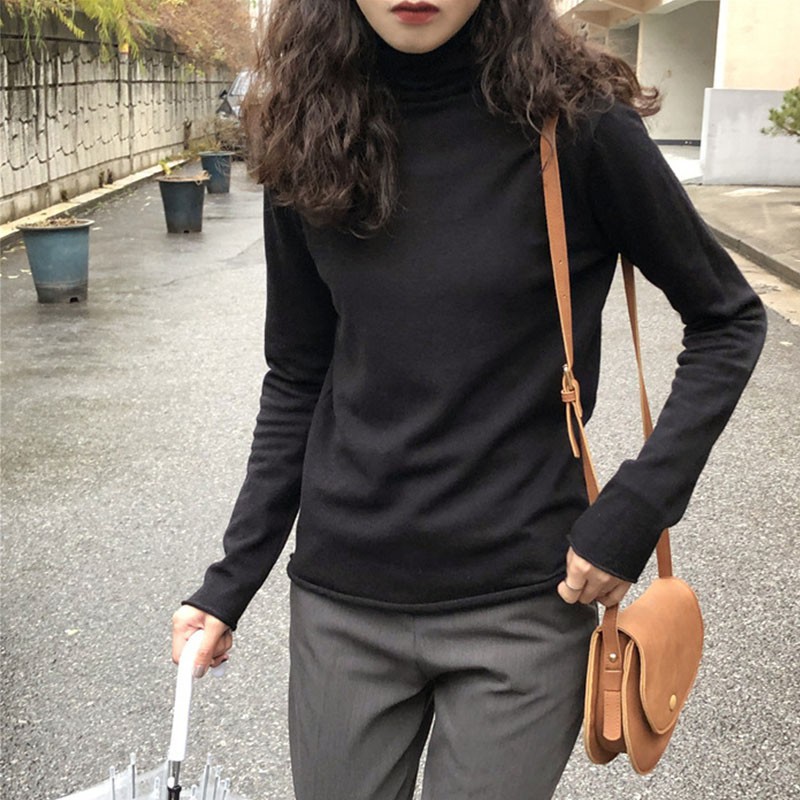 Áo thun tay dài cổ lọ cho phái nữ