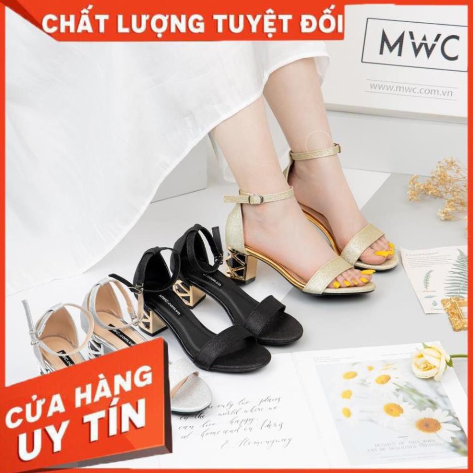 🌈FREESHIP🌈 Giày cao gót quai ngang đế vuông cách điệu MWC NUCG-4128