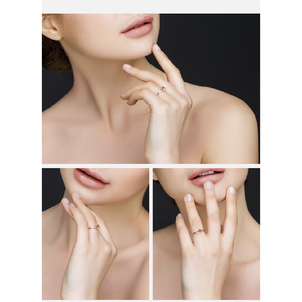 Nhẫn mạ bạc 925 phối hình trái tim xinh xắn dành cho nữ