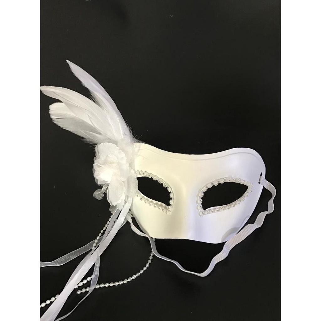 Mặt Nạ Hóa Trang Dạ Hội Hóa Trang Công Chúa Venice Bằng Ren Hoa Lông Vũ Màu Trắng Vàng Hồng Cho Nam Và Nữ