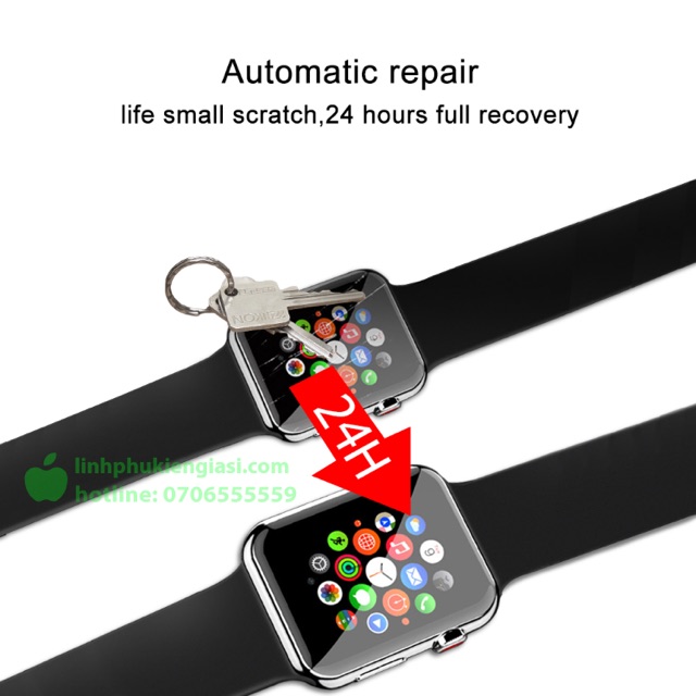 Miếng dán PPF bảo vệ mặt đồng hồ Apple Watch tự phục hồi vết xướt, tự dán dễ, hàng xuất mỹ, châu âu