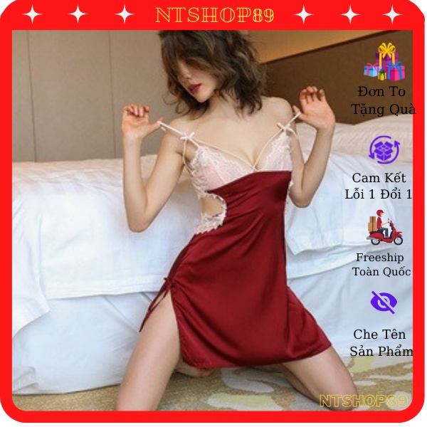 Váy Ngủ Hở Lưng Thắt Dây 1963 Quý Phái Cao Cấp - Tặng kèm chíp xinh