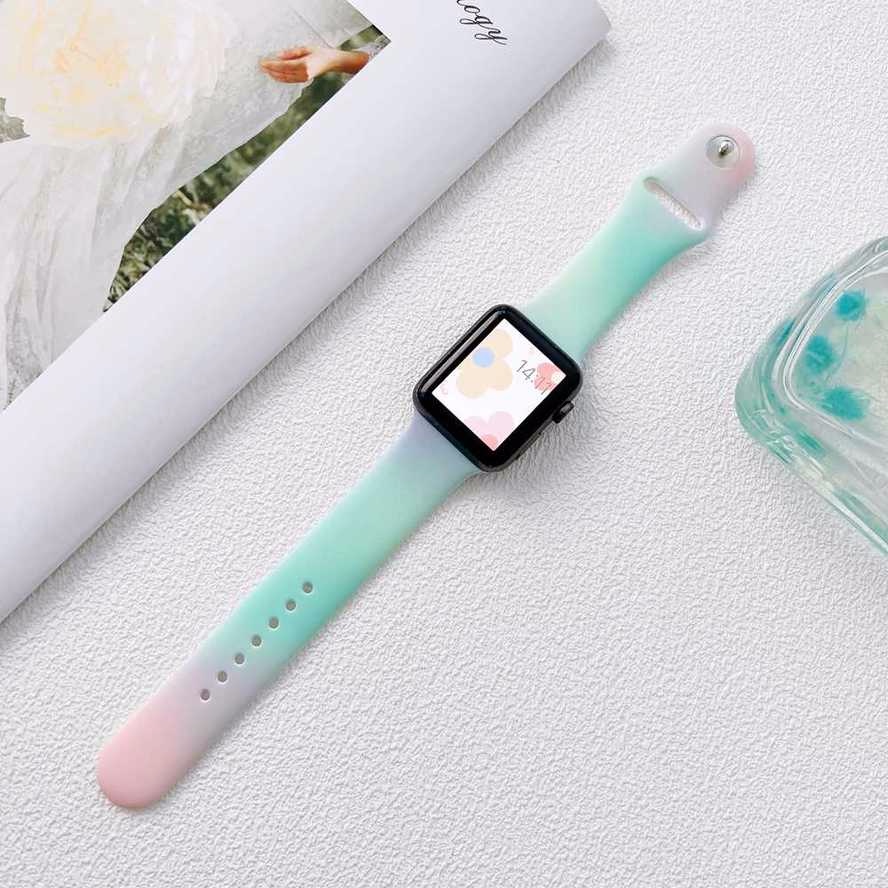 Dây đeo mềm màu gradient thích hợp cho đồng hồ thông minh Apple Watch 41mm 45mm 40mm 44mm 38mm 42mm