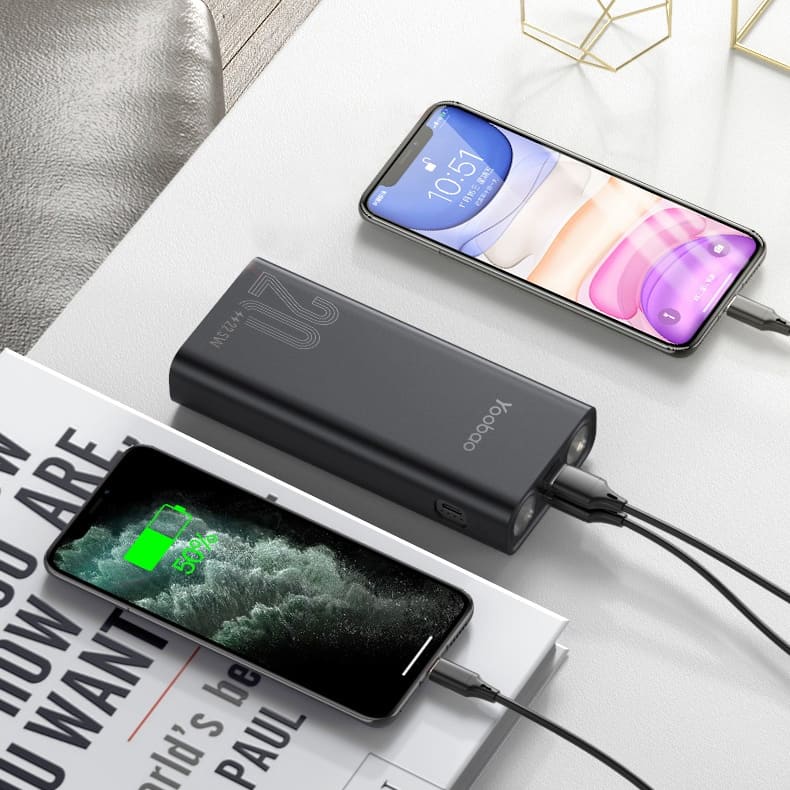 Pin Sạc Dự Phòng Yoobao L20 20000mAh - Sạc đồng thời 2 thiết bị - Tích hợp đèn pin siêu sáng