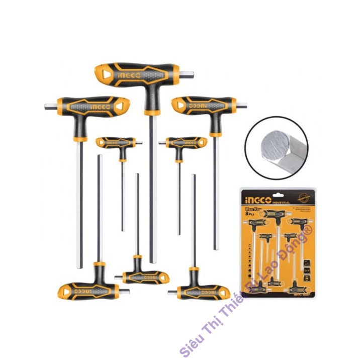 Bộ lục giác bông chử T thép Cr-V iNGCO HHKT8083