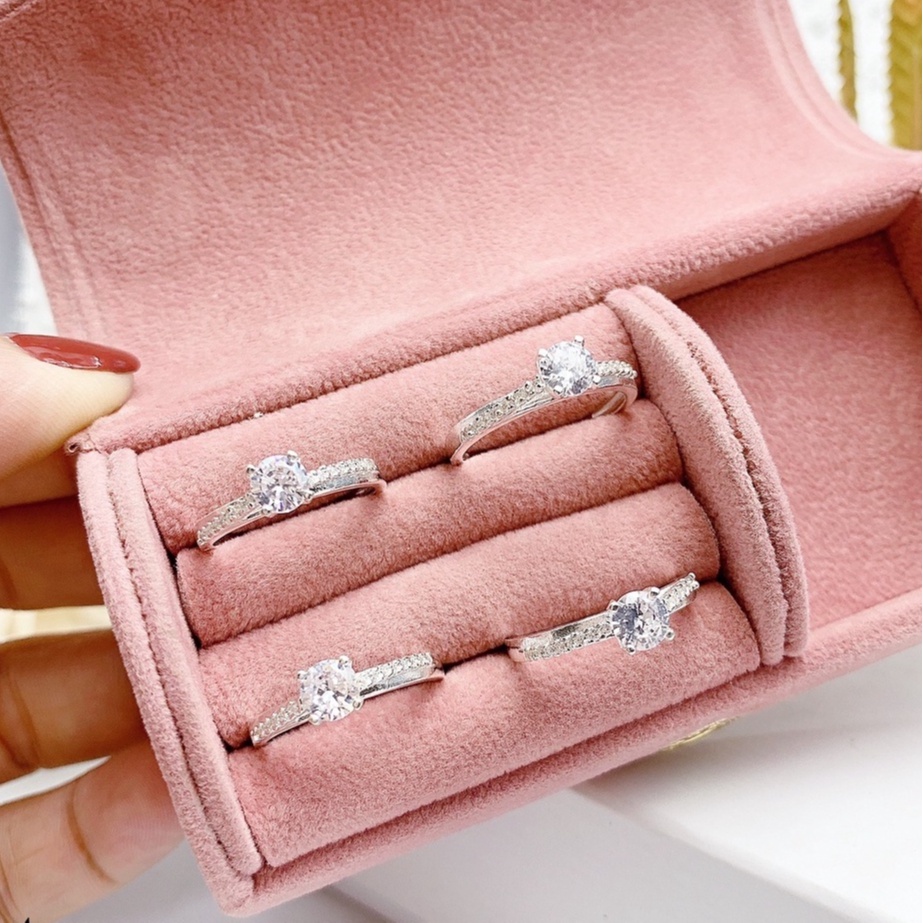 Nhẫn bạc ý 4 chấu nạm đá tinh tế, nhẫn cầu hôn nạm đá sáng sang tay