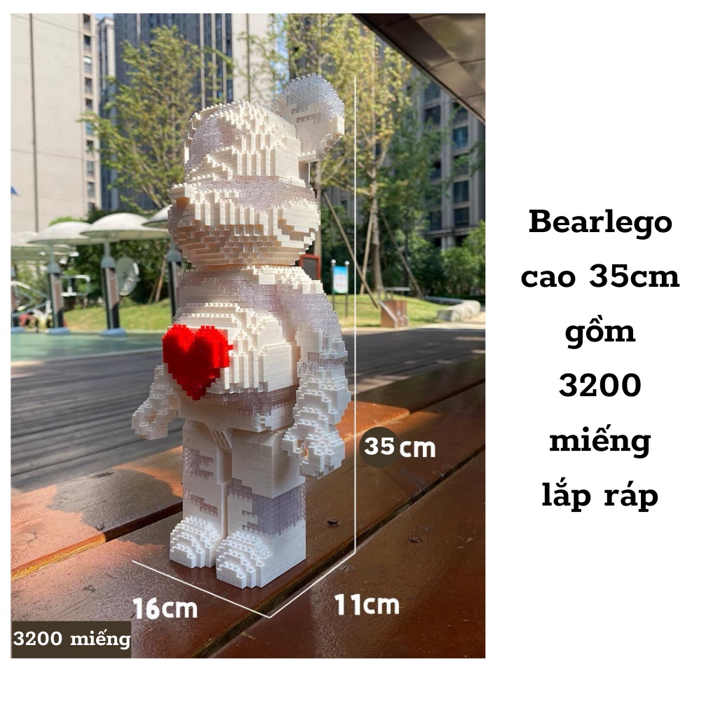 [Mã LIFE0503TOYS1 giảm 10% đơn 150k] Bearbick xếp hình gấu đính đá bộ đồ chơi lắp ráp có ngăn kéo siêu chất hình gấu