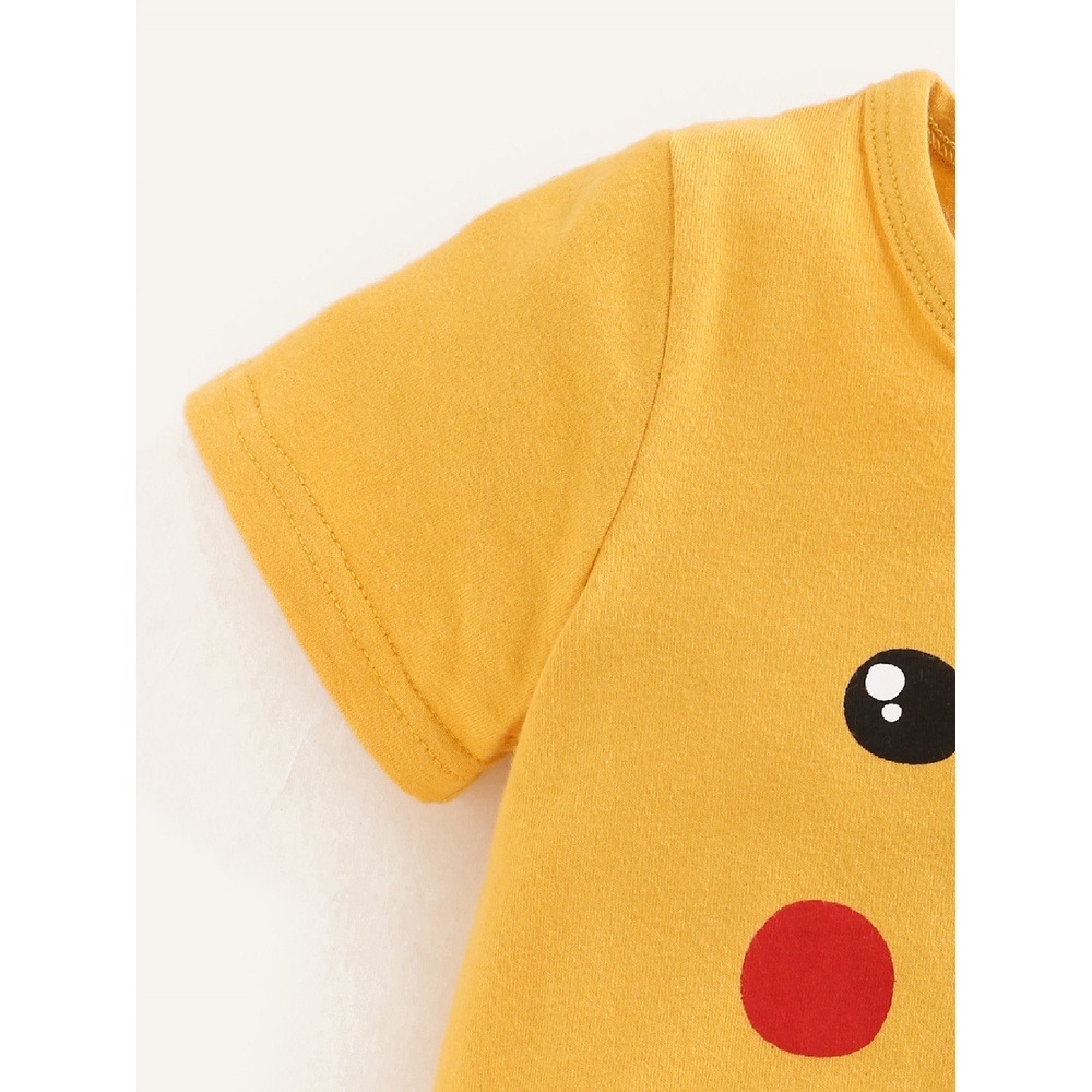 Áo liền quần Mikrdoo vải cotton ngắn tay họa tiết hoạt hình cho bé 0-24 tháng