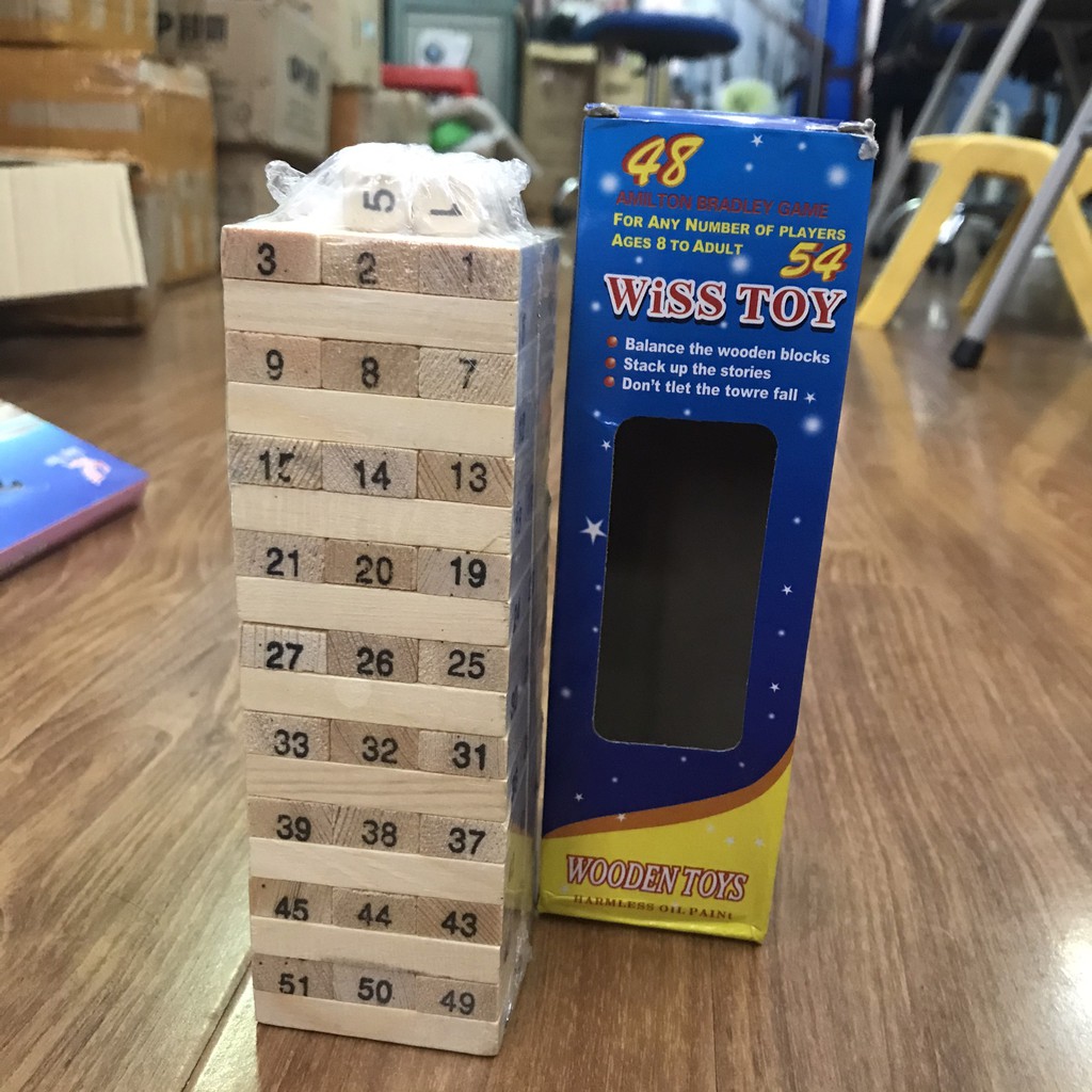 Bộ đồ chơi rút gỗ mini 54 thanh