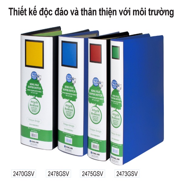 Bìa Còng Ống King Jim A4 3cm/5cm/8cm/10cm 2473GSV/2475GSV/2478GSV/2470GSV