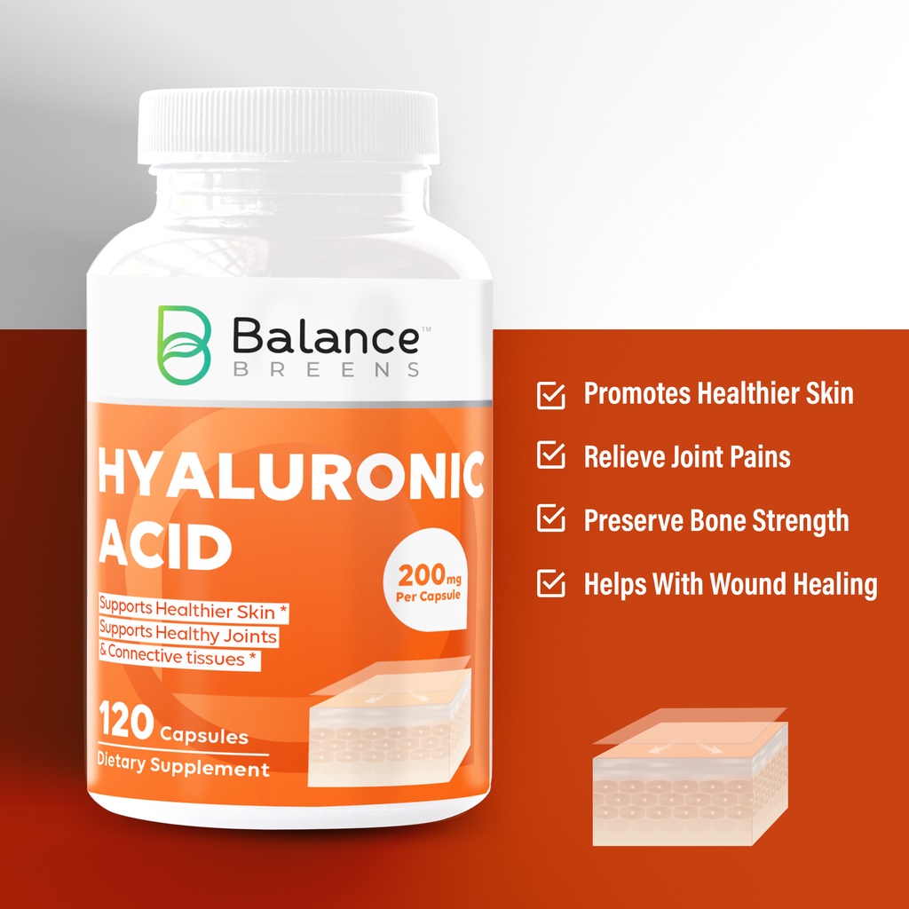 Organic Vitamin Hyaluronic Acid Extra Strength 200mg - 120 viên Mỹ - Đẹp da & Bổ xương khớp