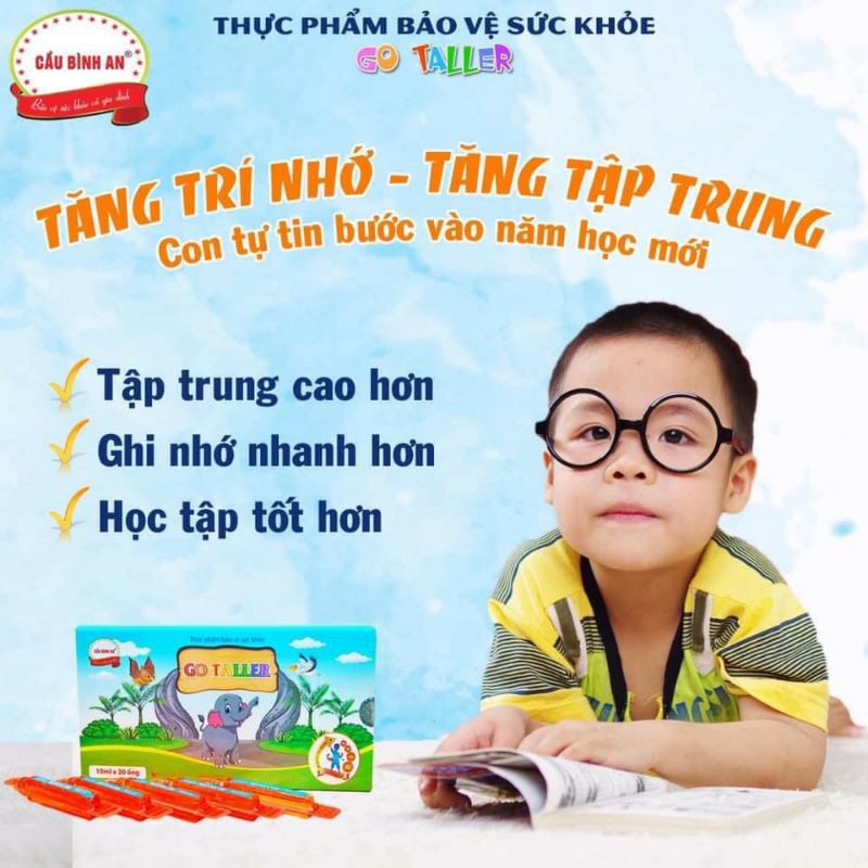 Go Taller Cầu Bình An. Bổ sung Canxi, Vitamin K2, Vitamin D3, DHA. Giúp trẻ phát triển chiều cao, thông minh, khỏe mạnh