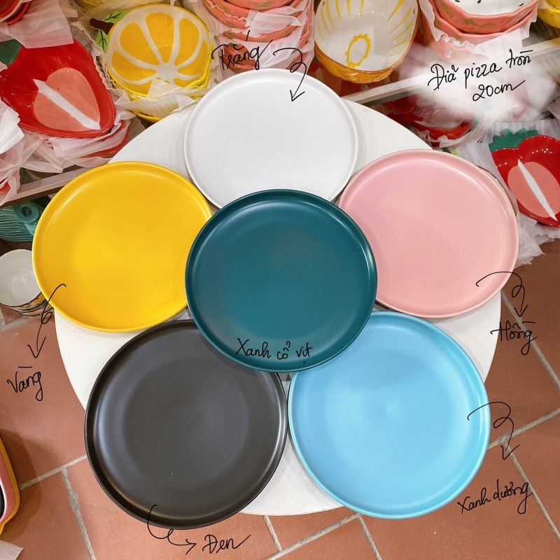 Đĩa sứ tròn sâu lòng 20cm trang trí món ăn, decor phong cách Bắc Âu