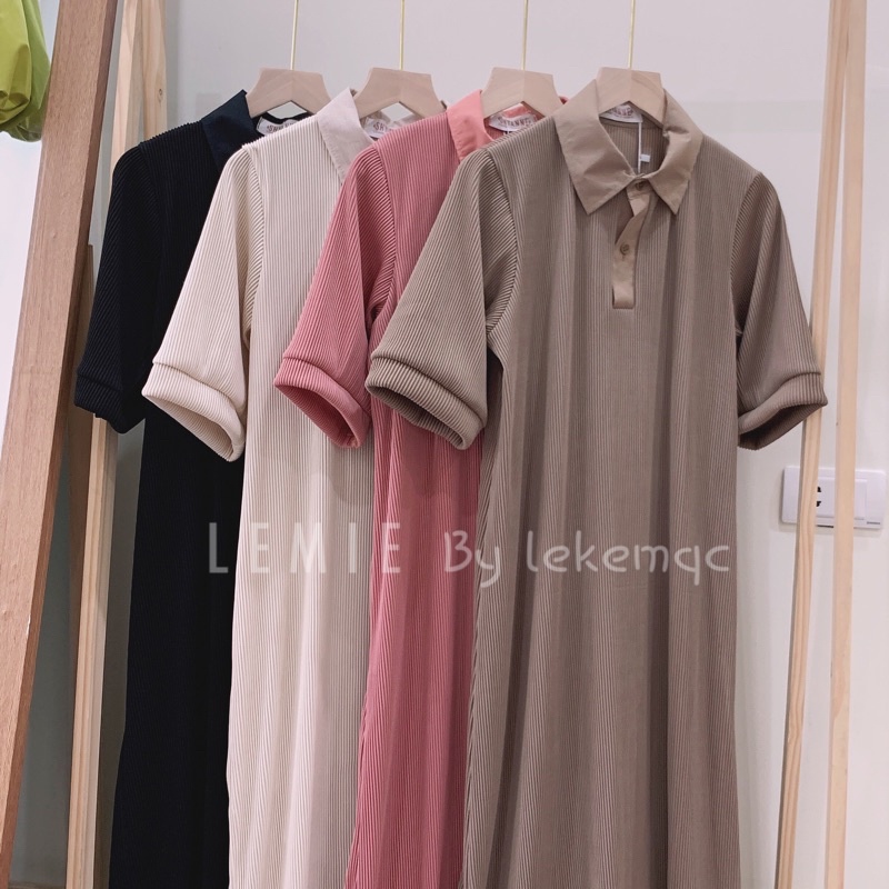 Đầm Polo Xuông Tăm Cổ Bẻ Siêu Mát, Váy Dáng Xuông Nữ Mùa Hè V10