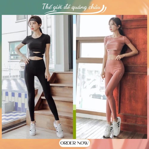 Bộ Tập GYM YOGA Hàng Quảng Châu Vải Thun Co Gian 4 Chiều ,Mặc cực mát, chất vải lì (BT17)