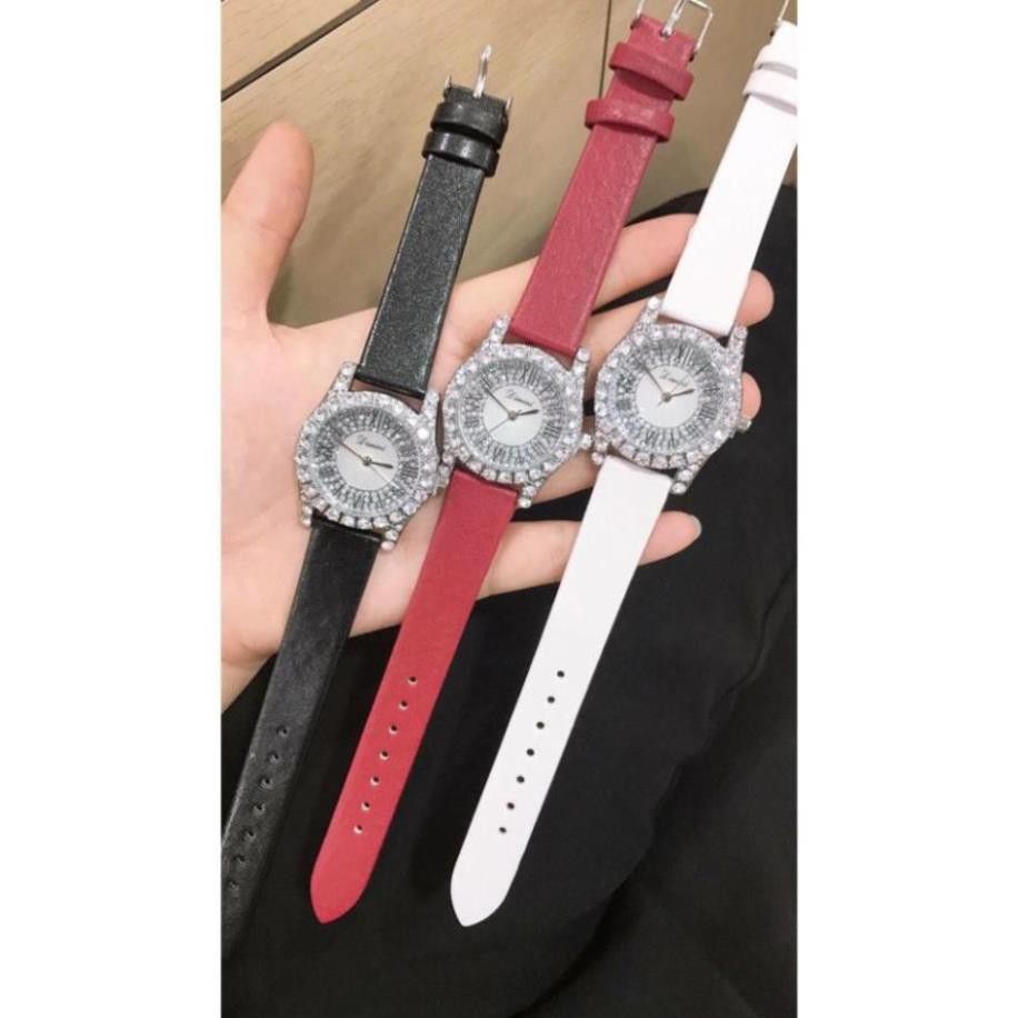 [Siêu Phẩm]  [siêu phẩm]  Đồng hồ nữ DIMINI dây da mềm mặt thiêt kế những viên kim cương Hot trend 2021