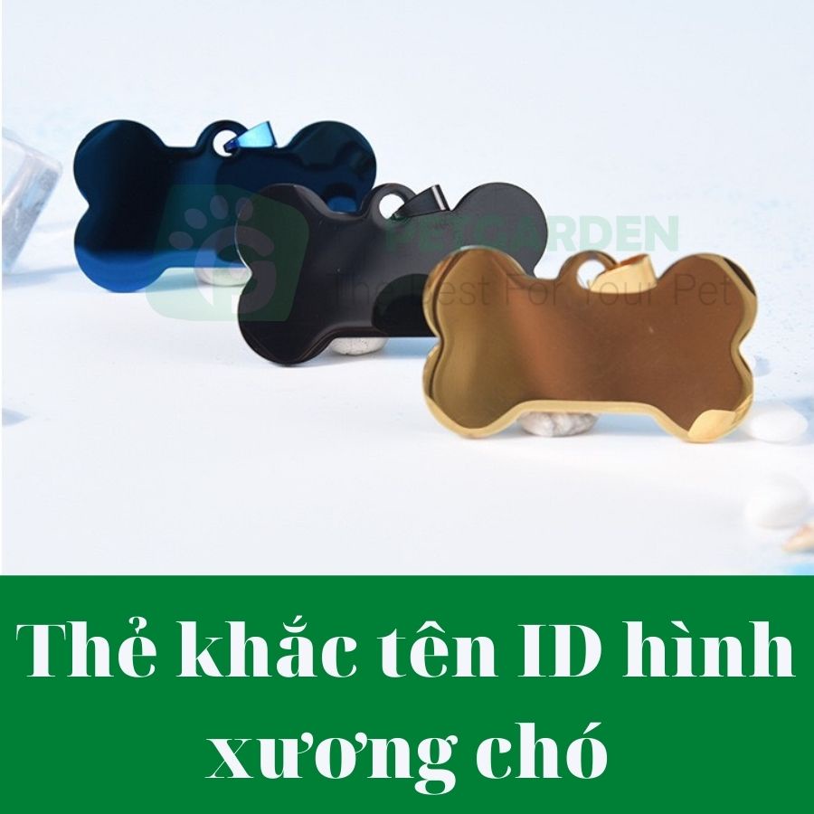 Thẻ Tên ID Thú Cưng - Bảng Tên ID Cho Chó Mèo Hình xương PetTag Petgarden (khắc laser theo yêu cầu)