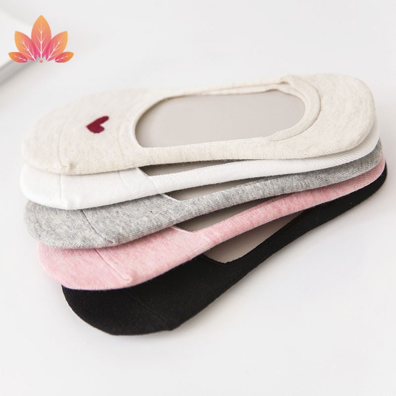 Vớ cổ thuyền chất liệu cotton họa tiết trái tim xinh xắn dành cho nữ