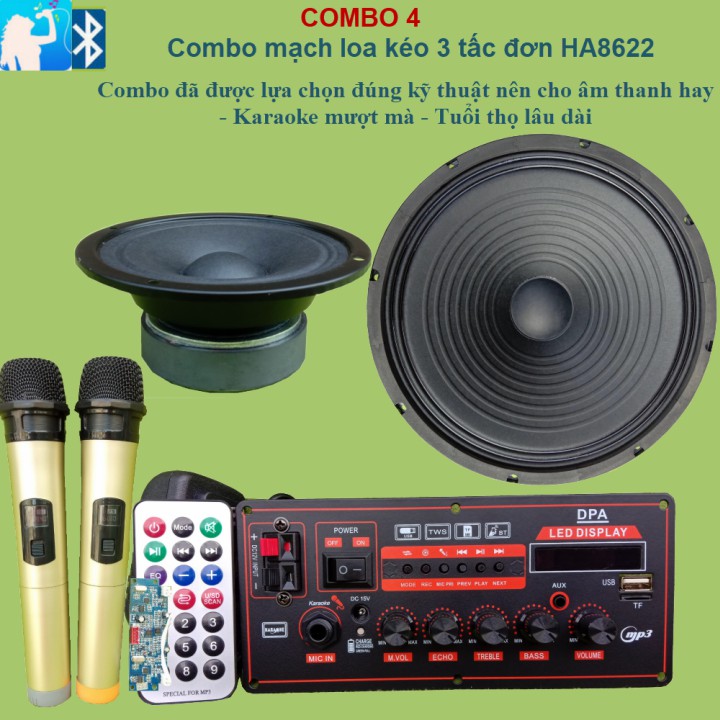 [Mã 159ELSALE hoàn 7% đơn 300K] Combo mạch loa kéo 3 tấc đơn HA8622