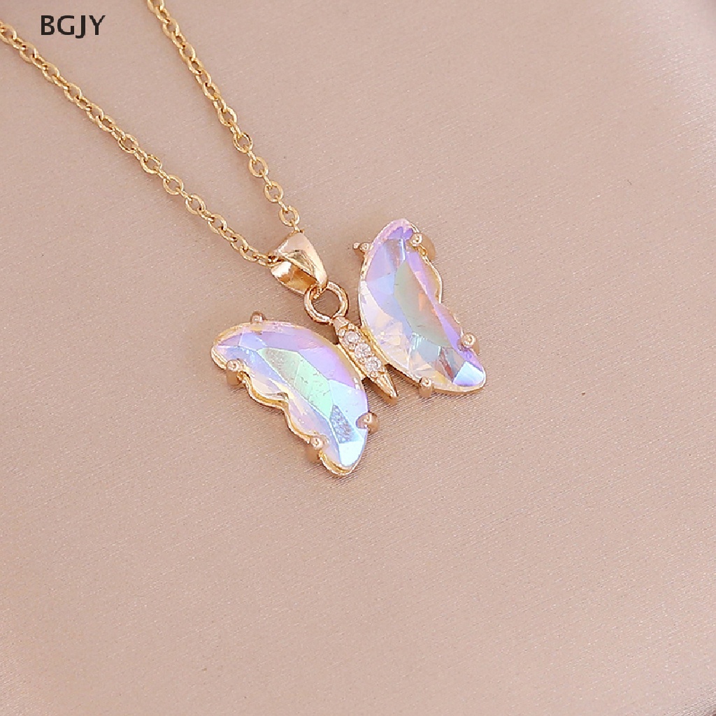 Vòng cổ Mặt Hình Bướm Bằng Thép Không Gỉ Màu Gradient Thời Trang Dành Cho Nữ Mới