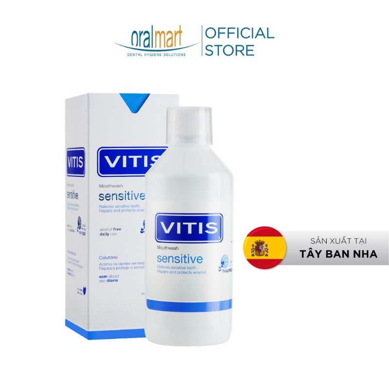 Nước súc miệng ngăn ngừa, giảm ê buốt, tái tạo men răng tự nhiên Vitis Sensitive 500ml