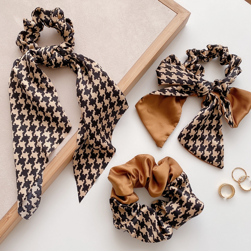 Thun Cột Tóc Họa Tiết Cổ Điển Thời Trang Cho Nữ