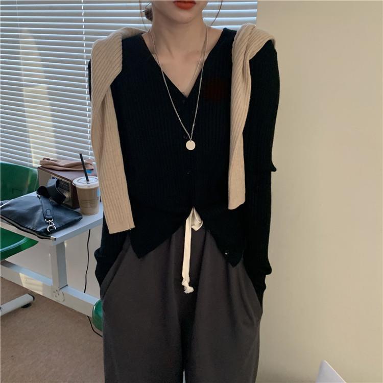 Áo Khoác Cardigan Dệt Kim Mỏng Cổ Chữ V Thời Trang Xuân Thu Phong Cách Hàn Quốc Cho Nữ