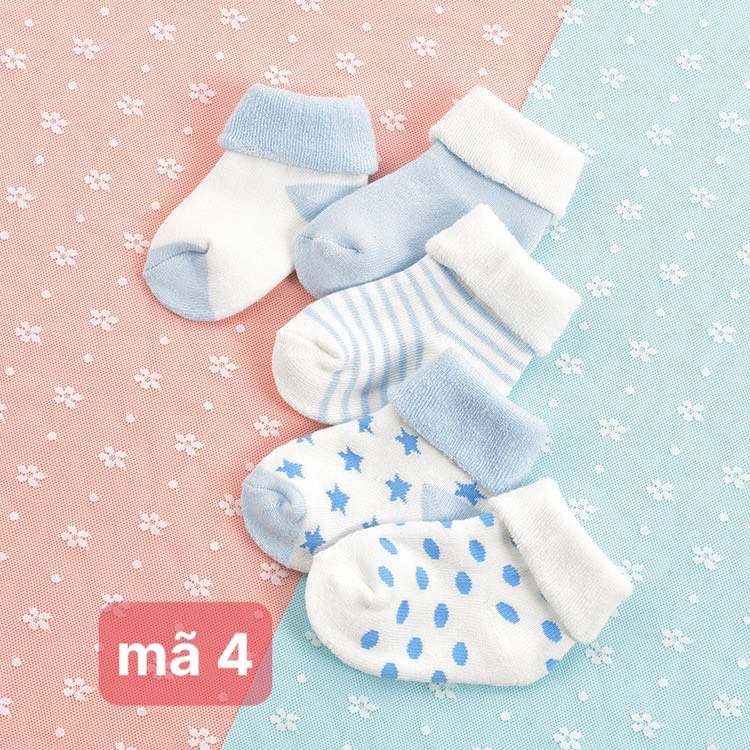 Sét 5 đôi tất len xù cho bé, tất cho be từ sơ sinh đến 3 tuổi