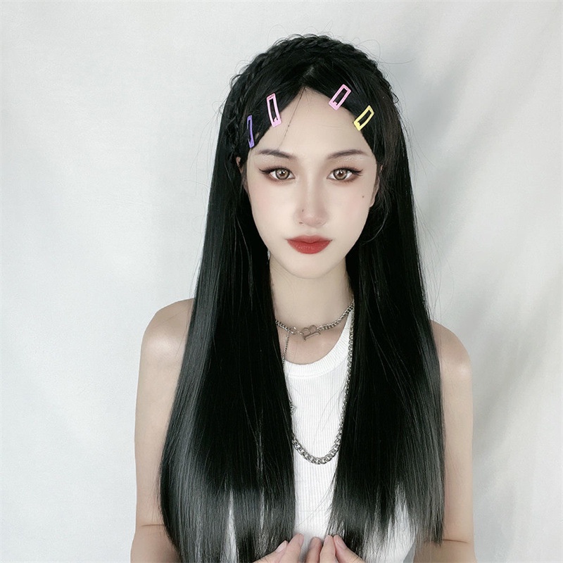 Tóc Giả Dài Thẳng Dạng Xoắn Kèm Tóc Giả Và Băng Đô Cài Tóc Thời Trang Cho Nữ