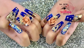 Hoa Bột Nail -set 2 bông Hoa Hồng Đá