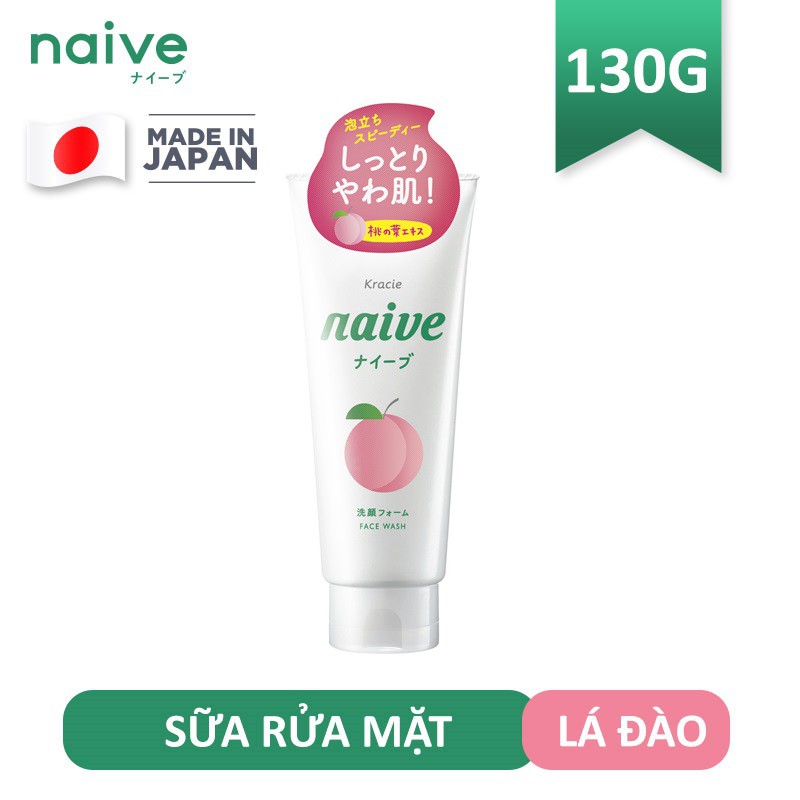 Sữa rửa mặt Naïve chiết xuất lá đào tuýp 130g chính hãng