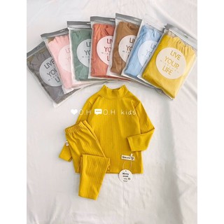Bộ len gân Minky Mom cổ 3cm cao cấp hàng xuất Hàn