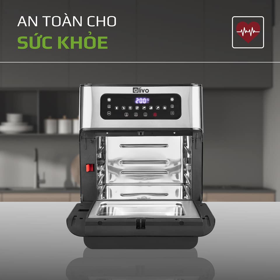 Nồi Chiên Không Dầu OLIVO AF12 Dung Tích 12L Công Suất 1800W Chính Hãng BH 24 Tháng Thương Hiệu Mỹ.