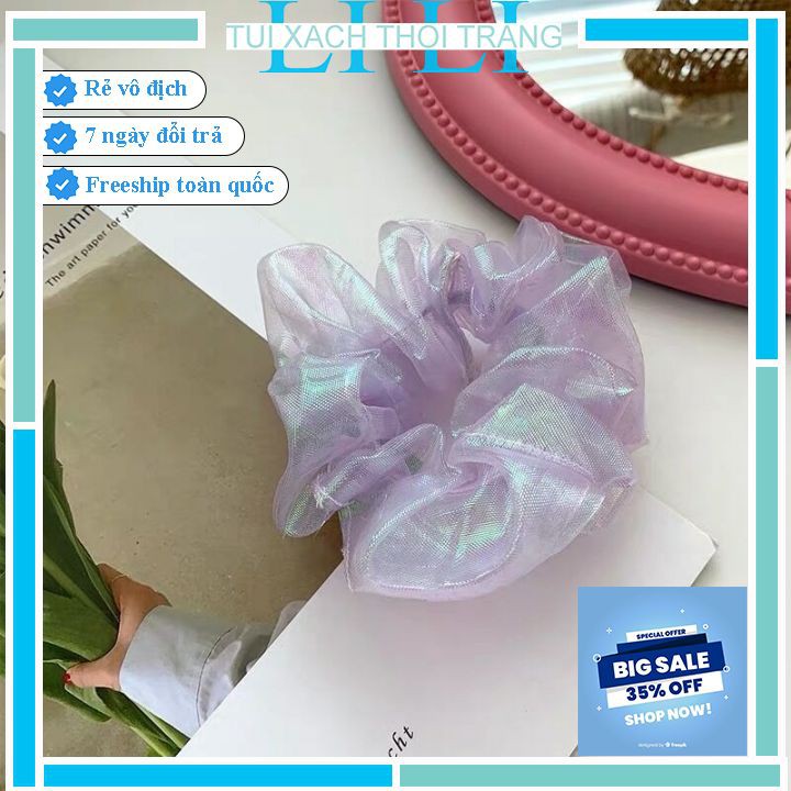 Nơ Buộc Tóc Scrunchies 💖Nhập MYLI02 GIẢM 30K💖 Nơ buộc tóc phong cách Hàn Quốc màu kẹo trong suốt! NBT002