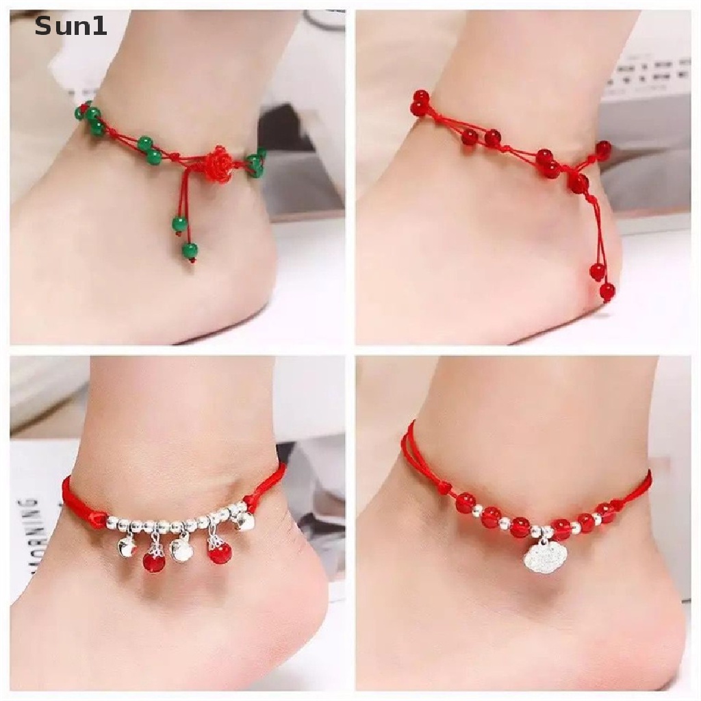 1 Vòng Đeo Chân Bện Dây Màu Đen / Đỏ Thời Trang Đơn Giản