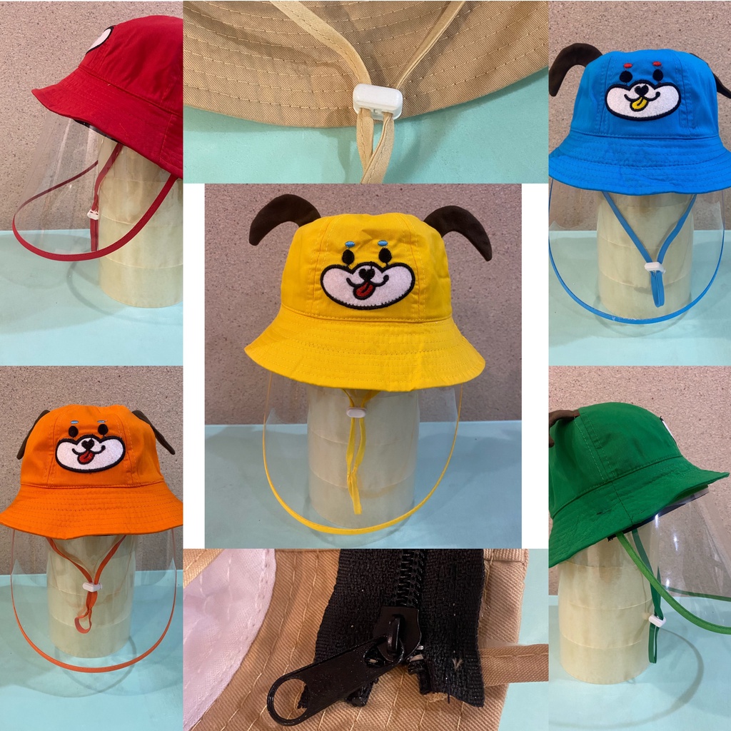 [Bé 2-6 tuổi] Mũ bucket vành chống giọt bắn trẻ em, vòng đầu 51cm, tấm chắn có thể tháo rời, chất mát, có dây quai nón