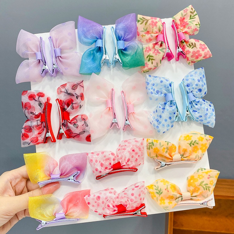 Set 2 Kẹp Tóc Hình Nơ Xinh Xắn Phong Cách Hàn Quốc Cho Bé Gái