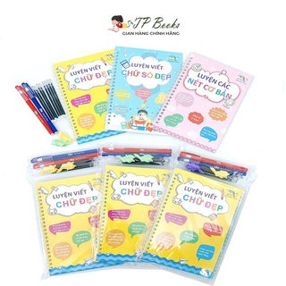 Sách - Luyện Viết Thần Kỳ Tự Xóa Chữ Đẹp - Số Đẹp - Nét Cơ Bản Phiên Bản Chuẩn Tiếng Việt ( Bộ 3 Cuốn)