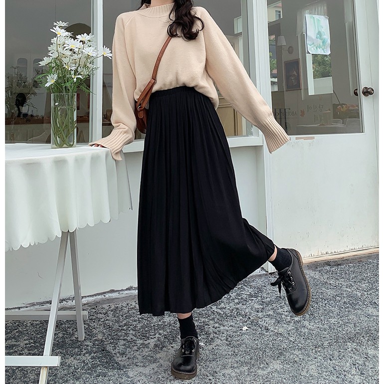[Mã FADIRECT20 giảm 20K đơn 150K] Chân váy dài nhún 2 lớp Ulzzang phong cách Hàn Quốc Freesize | BigBuy360 - bigbuy360.vn