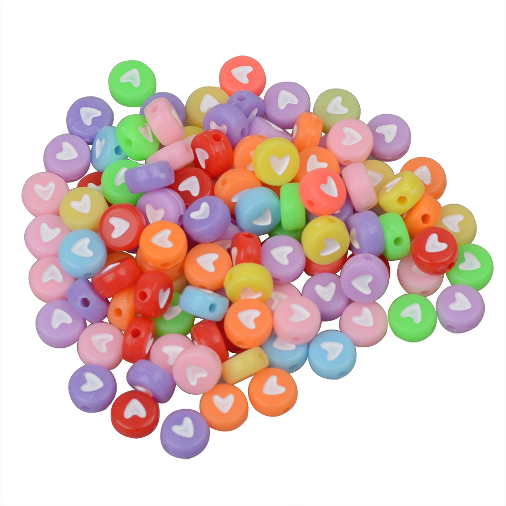 Bộ 100 hạt cườm dáng tròn in chữ dùng làm vòng tay thủ công